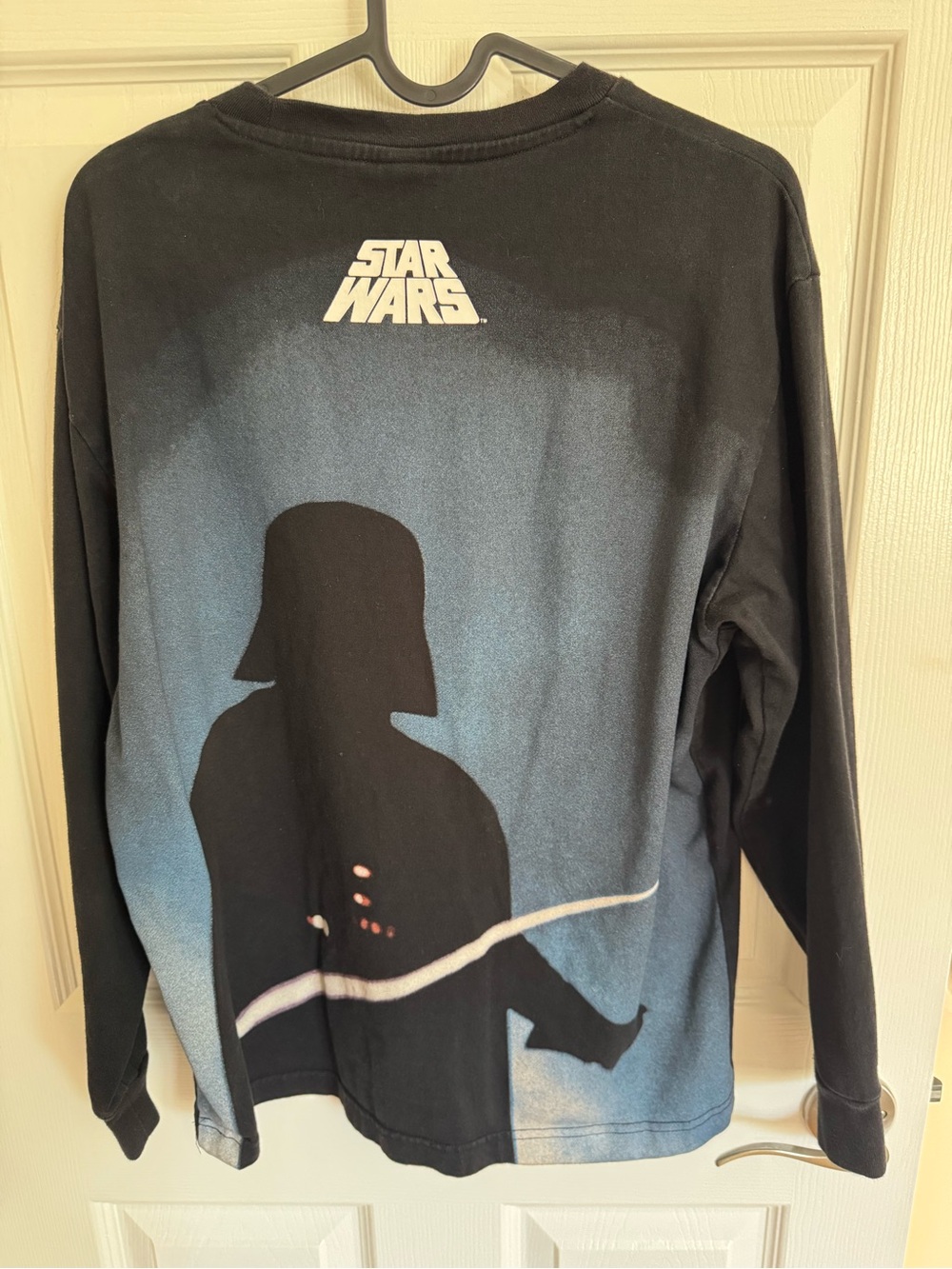 Star Wars Black and Blue Long-Sleeve Tee with Darth Vader Silhouette